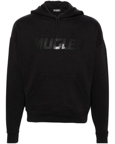 Mugler Hoodie en coton à logo appliqué - Noir