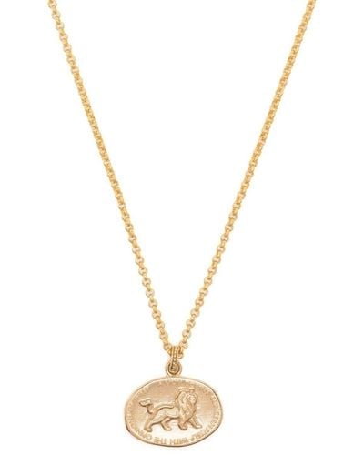 Dower & Hall Lion Medallion Necklace - Metallic