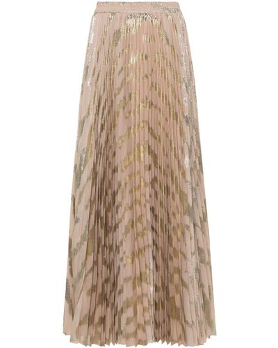 Styland Metallic-detailed Pleated Maxi Skirt - Natural