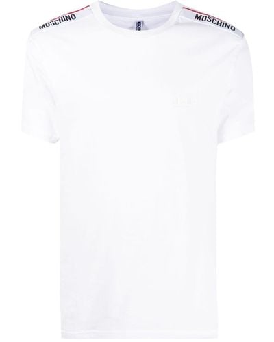 Moschino T-shirt en coton à bandes logo - Blanc