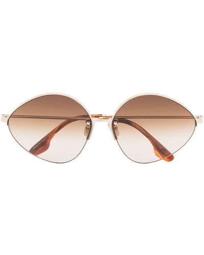 Victoria Beckham Peak Rimless Oval-frame Sunglasses - Brown