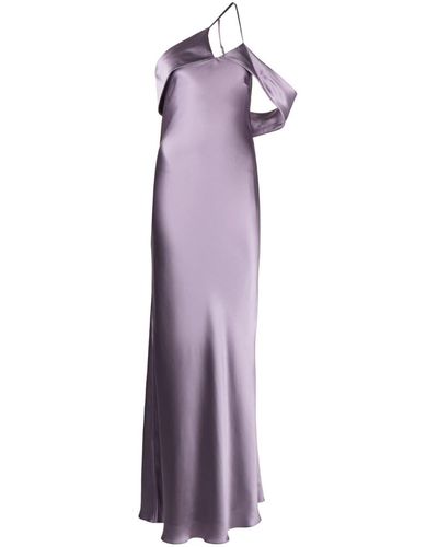 Michelle Mason Bias-cut One-shoulder Gown - Purple