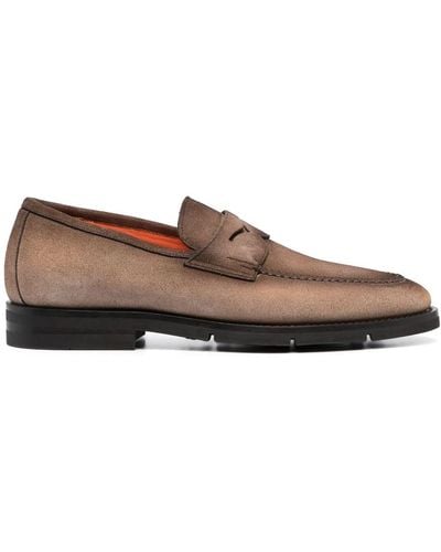 Santoni Suède Loafers - Bruin