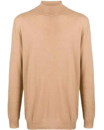 Laneus Mock Neck Jumper - Brown