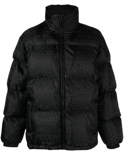 Moschino Logo-print Padded Coat - Black