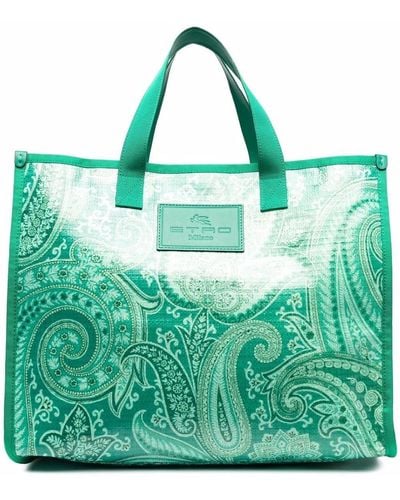 Etro Large Paisley-print Tote Bag - Green