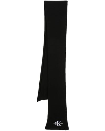 Calvin Klein Écharpe à logo brodé - Noir
