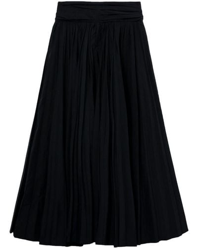 Pushbutton Gathered High-waisted Skirt - Black