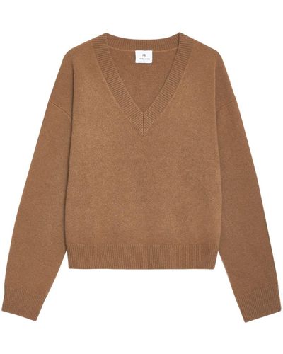 Anine Bing Lee V-neck Cashmere Sweater - Brown
