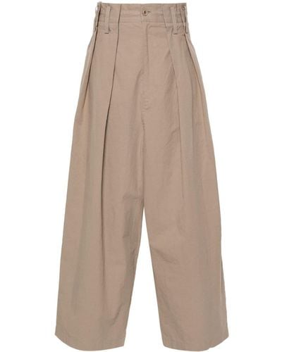 Y's Yohji Yamamoto Pantalon en coton à design plissé - Neutre