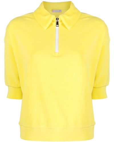 Moncler Logo-patch Terry-cloth Polo Shirt - Yellow