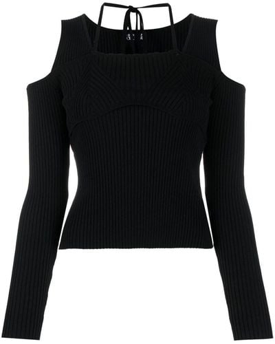 Versace Jeans Couture ヴェルサーチェ・ジーンズ・クチュール オープンショルダープルオーバー - ブラック