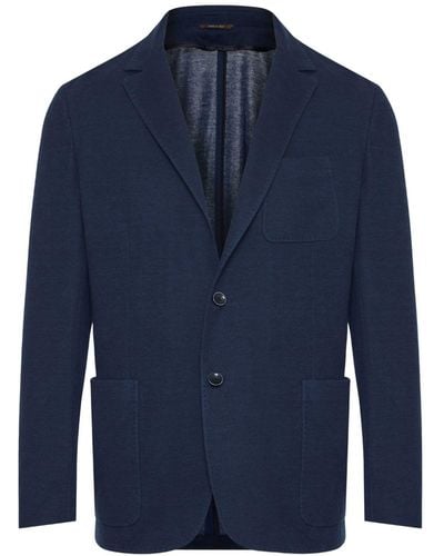 Canali Notched-lapel Single-breasted Blazer - Blue