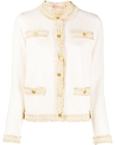 Tory Burch Kendra Fringe-trimmed Merino Cardigan - Multicolor