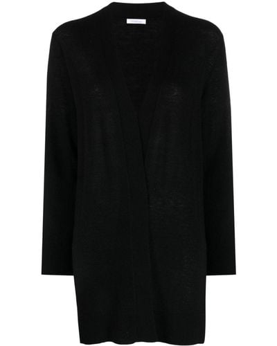 Malo Fine-knit Open-front Cardi-coat - Black