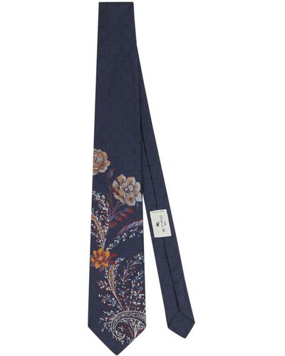 Etro Jacquard Silk Tie - Blue