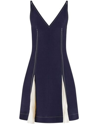 Ferragamo Mini-jurk Met Inzetstuk Van Satijn - Blauw