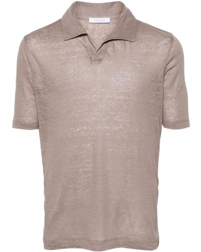 Cruciani Short-sleeve Linen Polo Shirt - Natural