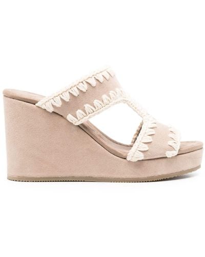 Mou 95mm Suede Mules - Pink