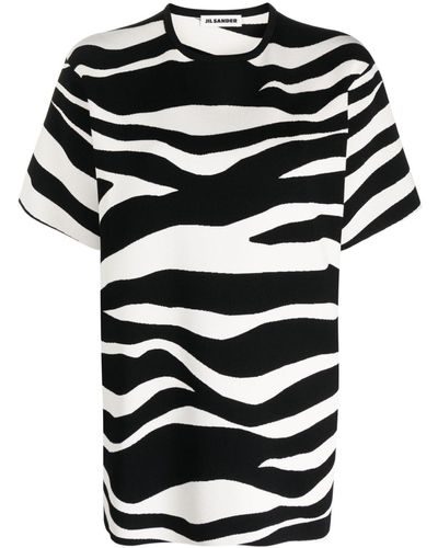 Jil Sander T-Shirt mit Zebra-Print - Schwarz