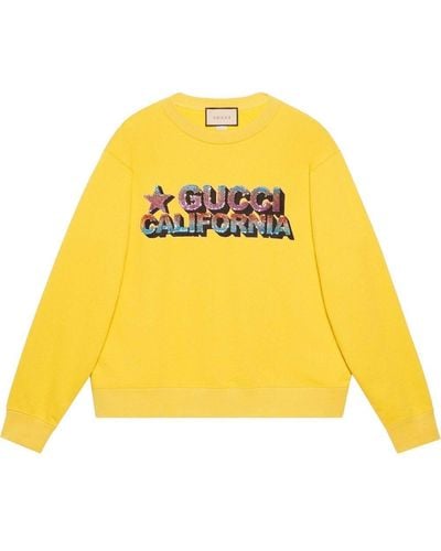 Gucci Sequin-embellished Logo Sweater - Yellow