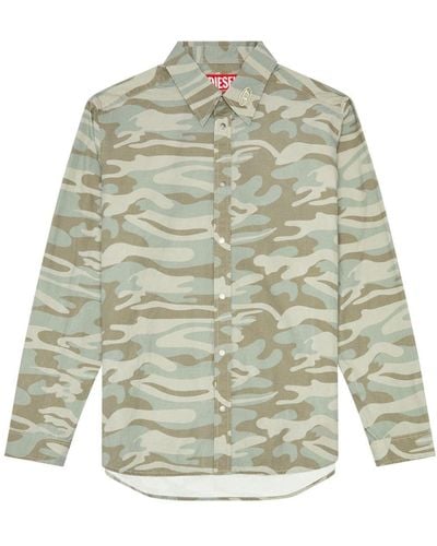 DIESEL Camouflage-print Poplin Shirt - Grey