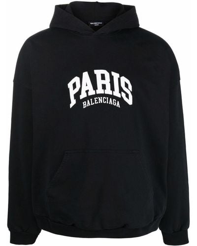 Balenciaga Sudadera con capucha y logo Paris - Negro