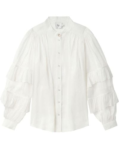 Aje. Ruffled Long-sleeve Shirt - White