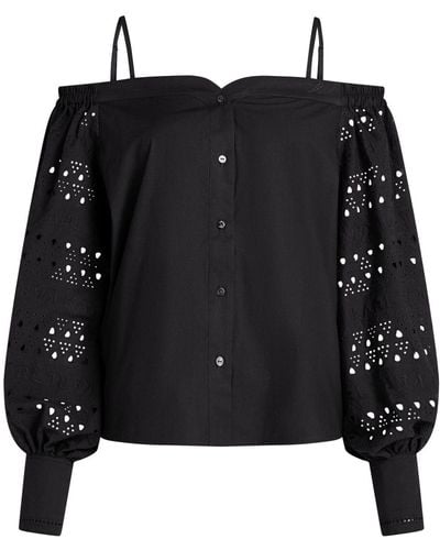 Karl Lagerfeld Broderie-anglaise Off-shoulder Blouse - Black