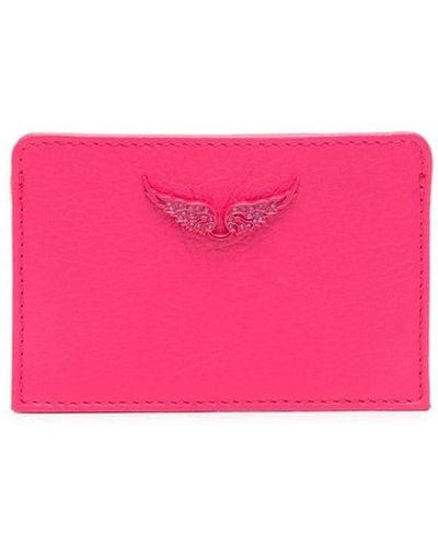 Zadig & Voltaire Zv Pass Logo-plaque Leather Cardholder - Pink