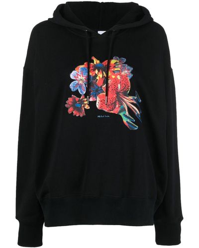 PS by Paul Smith Graphic Drawstring Hoodie - Black