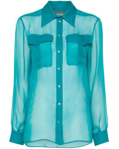 Alberta Ferretti Camisa semitranslúcida - Azul