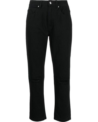 Izzue Cropped Straight-leg Trousers - Black