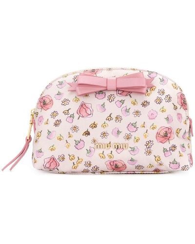Miu Miu Floral Print Makeup Bag - Pink