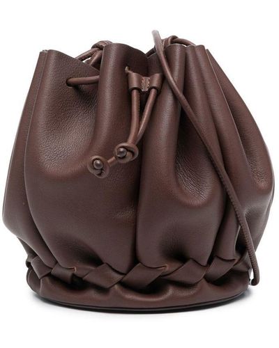 Hereu Gathered-leather Drawstring Bucket Bag - Brown