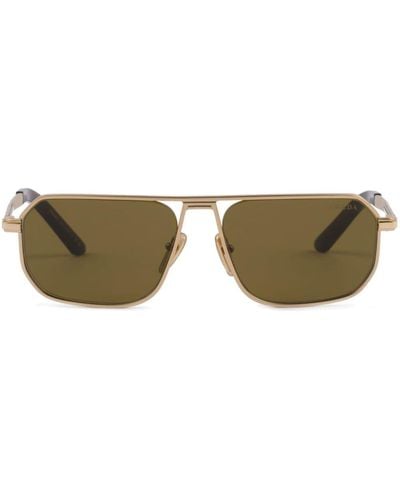 Prada Logo-plaque Pilot-frame Sunglasses - Natural