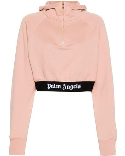 Palm Angels Logo-underband Cropped Sweatshirt - Pink