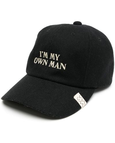Visvim Slogan-embroidered Felted Cap - Black