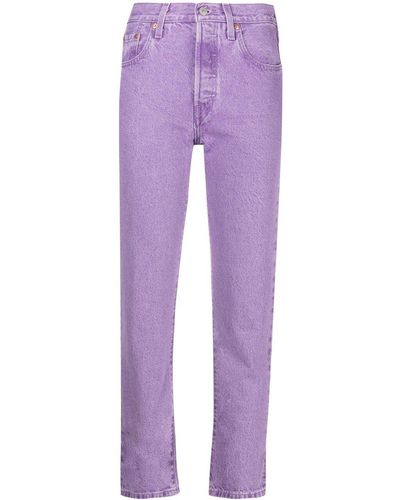Levi's 501 Cropped Cherry-patch Jeans - Purple