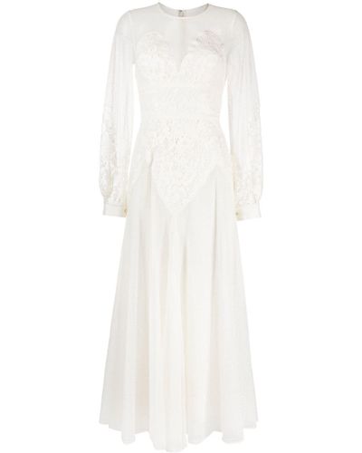 Elie Saab Floral-lace Tulle Maxi Dress - White