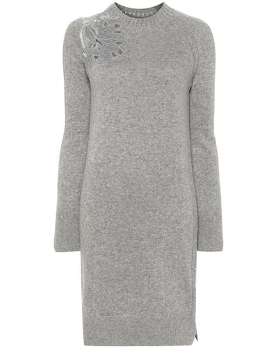 Ermanno Scervino Lace-insert Knitted Midi Dress - Grey