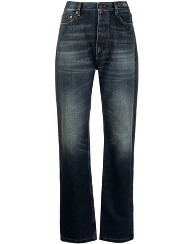 Balenciaga Gerade High-Waist-Jeans - Blau