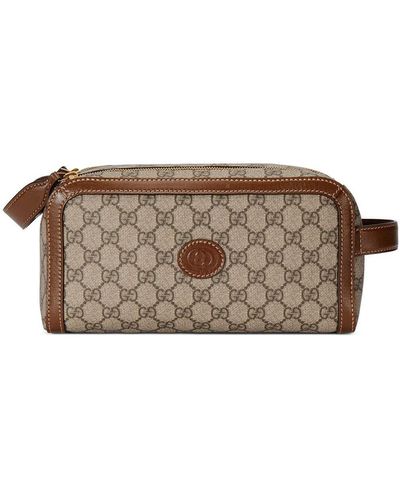 Gucci Interlocking G Wash Bag - Brown