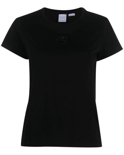 Pinko T-shirt en coton à logo brodé - Noir
