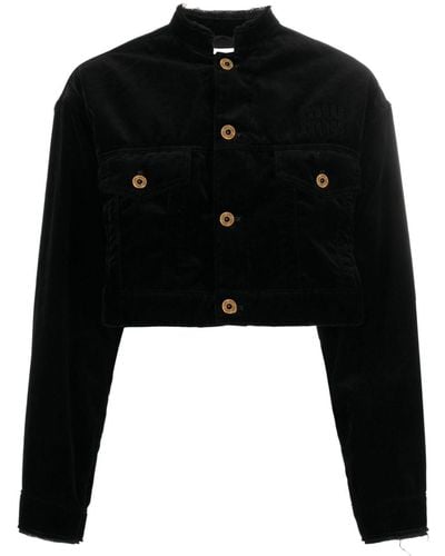 Miu Miu Cropped-Jacke mit geprägten Knöpfen - Schwarz