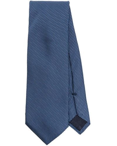 Corneliani Pattern-jacquard Silk Tie - Blauw