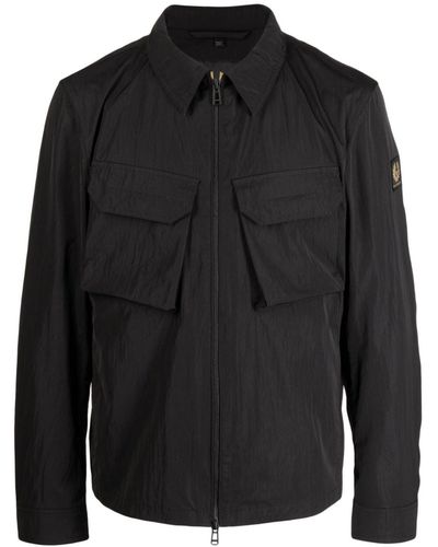 Belstaff Logo-patch Zip-up Shirt Jacket - Black