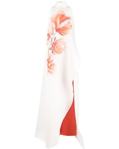 Saiid Kobeisy Asymmetric Floral-print Maxi Dress - White