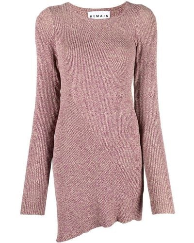 Remain Mélange-knit Asymmetrical Jumper - Pink