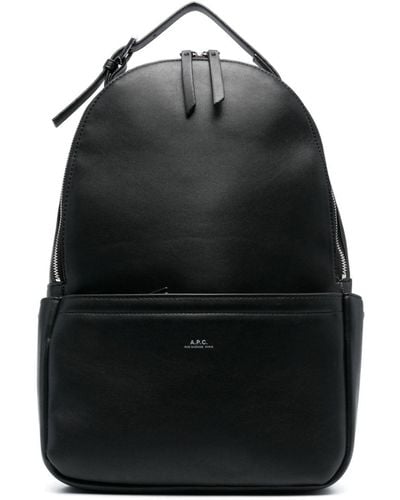 A.P.C. Logo-stamp Faux-leather Backpack - Black